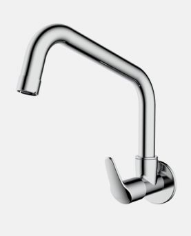 Sink Cock with Extended Swinging Spout And Wall Flange (Wall Mounted)