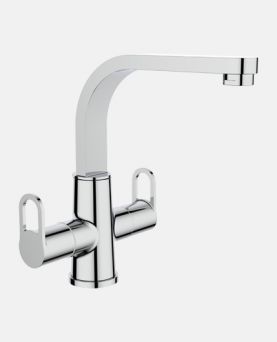 Centre Hole Sink / Basin Mixer with Swinging Spout And 450mm Braided Hose