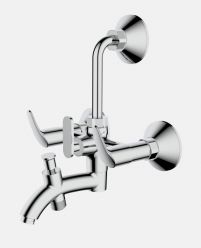 Wall Mixer 3 in 1 with Overhead And Hand Shower Arrangement And Wall Flange