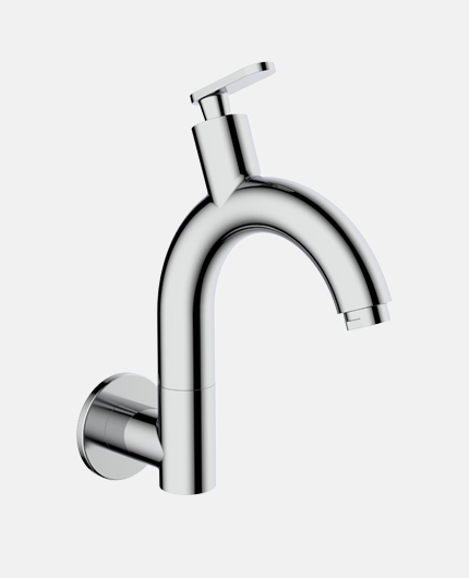 Sink Cock with Swinging Spout And Wall Flange (Wall Mounted)